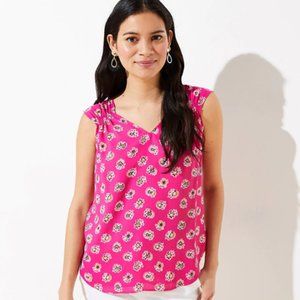 LOFT Bloom Smocked Trim Shell, Size XXL, NWT